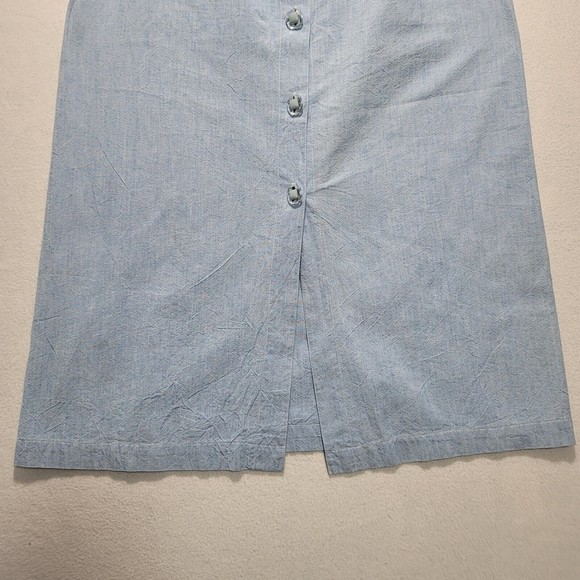 Vintage Chambray A-Line Skirt WATER WATER EVERY WEAR Miami USA Button Front - Picture 4 of 10